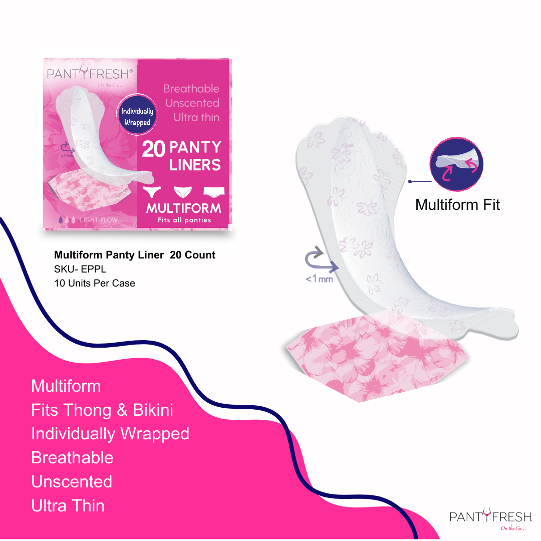 multi form panty liner fits thong and bikini underwear individually wrapped unscented ultra thin