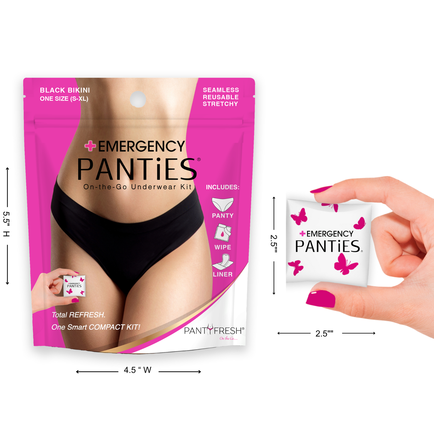 Emergency Panties® Underwear Kit Black Bikini | One Size S–XL