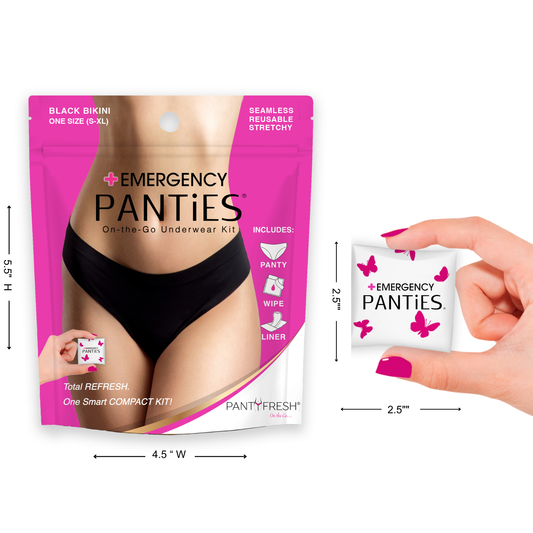 Emergency Panties® Underwear Kit Black Bikini | One Size S–XL