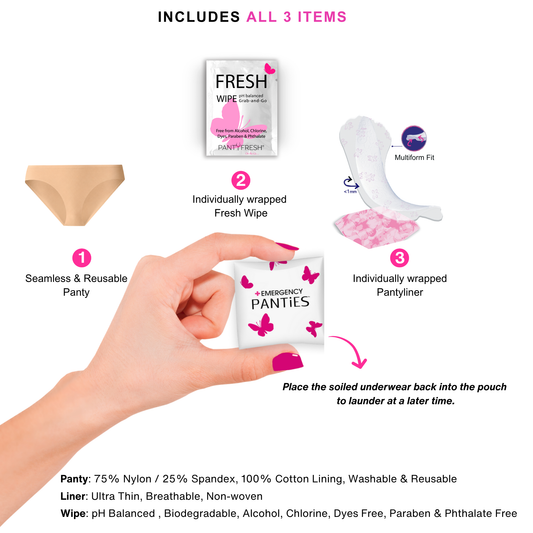 Emergency Panties® LUXE Collection One Size Fits S-XL Beige
